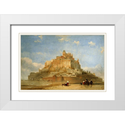 Mont St Michel From The Sands White Modern Wood Framed Art Print with Double Matting by Roberts, David