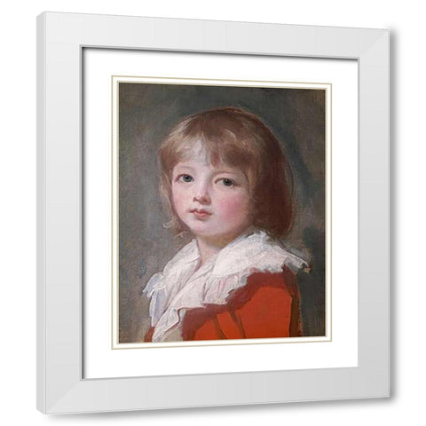 Portrait of a Boy White Modern Wood Framed Art Print with Double Matting by Romney, George