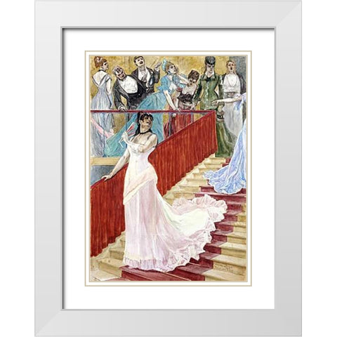 The Row White Modern Wood Framed Art Print with Double Matting by Rops, Felicien