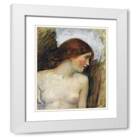 Study For The Head of Echo White Modern Wood Framed Art Print with Double Matting by Waterhouse, John William