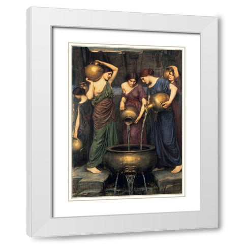 Danaides White Modern Wood Framed Art Print with Double Matting by Waterhouse, John William
