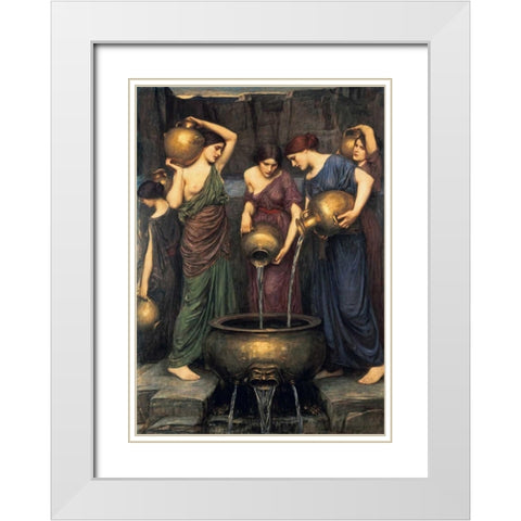 Danaides White Modern Wood Framed Art Print with Double Matting by Waterhouse, John William