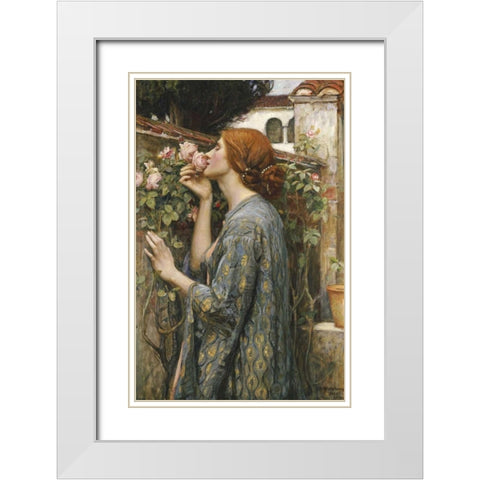 The Soul of The Rose White Modern Wood Framed Art Print with Double Matting by Waterhouse, John William