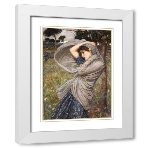 Boreas White Modern Wood Framed Art Print with Double Matting by Waterhouse, John William