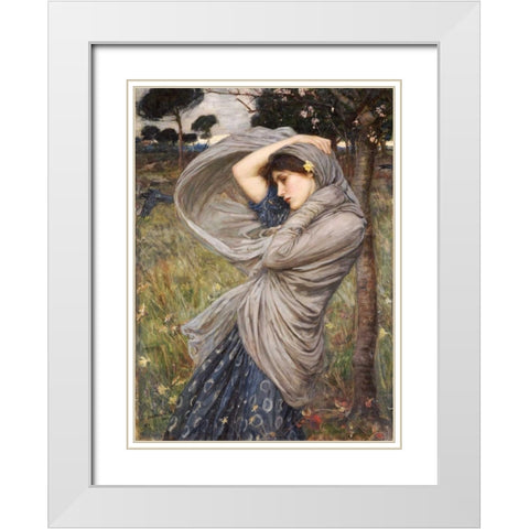 Boreas White Modern Wood Framed Art Print with Double Matting by Waterhouse, John William