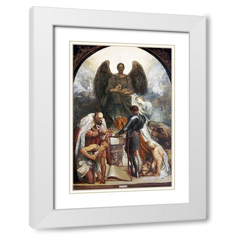The Angel of Death White Modern Wood Framed Art Print with Double Matting by Watts, George Frederick