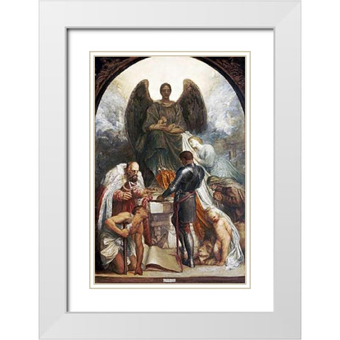 The Angel of Death White Modern Wood Framed Art Print with Double Matting by Watts, George Frederick