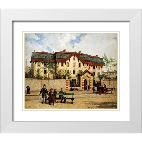Asile Suisse a St-Mande, Paris White Modern Wood Framed Art Print with Double Matting by Anker, Albert