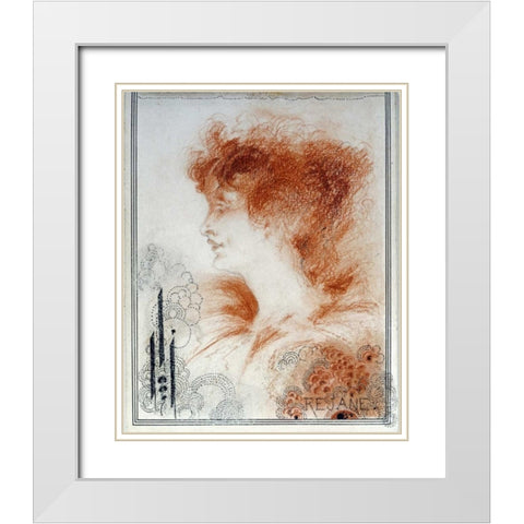 Rejane White Modern Wood Framed Art Print with Double Matting by Beardsley, Aubrey