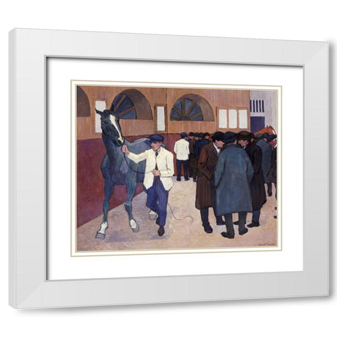 Horse Dealers at The Barbican White Modern Wood Framed Art Print with Double Matting by Bevan, Robert