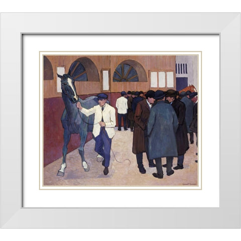 Horse Dealers at The Barbican White Modern Wood Framed Art Print with Double Matting by Bevan, Robert