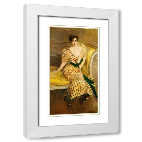 Portrait of Madame Josephina Alvear De Errazuriz White Modern Wood Framed Art Print with Double Matting by Boldini, Giovanni