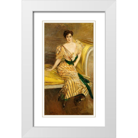 Portrait of Madame Josephina Alvear De Errazuriz White Modern Wood Framed Art Print with Double Matting by Boldini, Giovanni