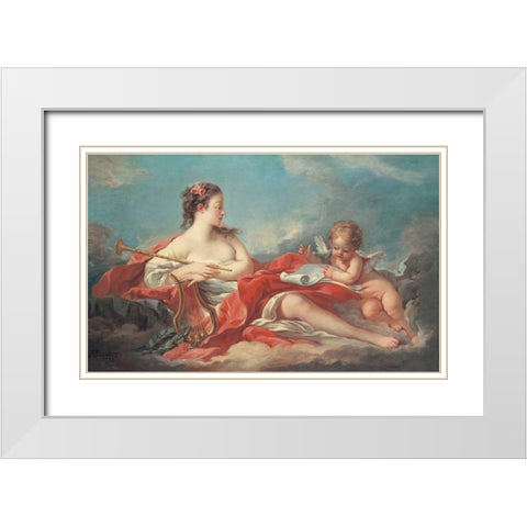 Erato, The Muse of Love Poetry White Modern Wood Framed Art Print with Double Matting by Boucher, Francois