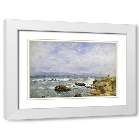 Antibes, La Pointe De Lilette White Modern Wood Framed Art Print with Double Matting by Boudin, Eugene