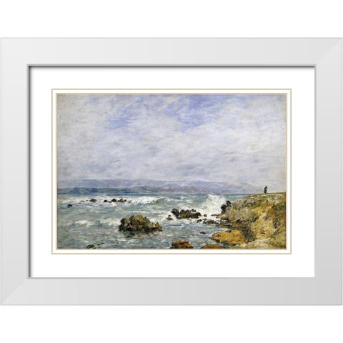 Antibes, La Pointe De Lilette White Modern Wood Framed Art Print with Double Matting by Boudin, Eugene