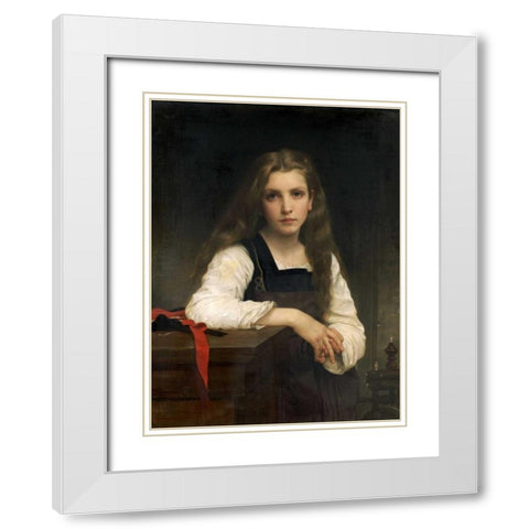 The Fair Spinner White Modern Wood Framed Art Print with Double Matting by Bouguereau, William-Adolphe