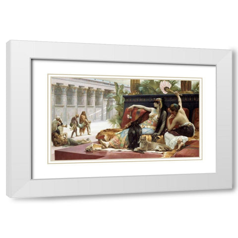 Cleopatra Testing Poison On Condemned Slaves White Modern Wood Framed Art Print with Double Matting by Cabanel, Alexandre