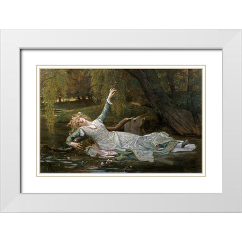 Ophelia White Modern Wood Framed Art Print with Double Matting by Cabanel, Alexandre