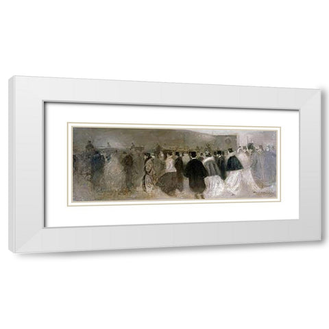 La Sortie Du Theatre White Modern Wood Framed Art Print with Double Matting by Carriere, Eugene