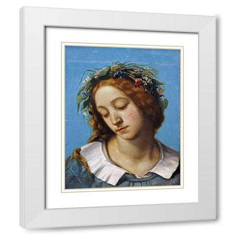 Ophelia (La Fiancee de La Mort) White Modern Wood Framed Art Print with Double Matting by Courbet, Gustave