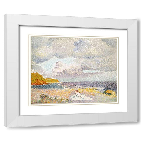 Before The Thunderstorm (The Bather) White Modern Wood Framed Art Print with Double Matting by Cross, Henri Edmond
