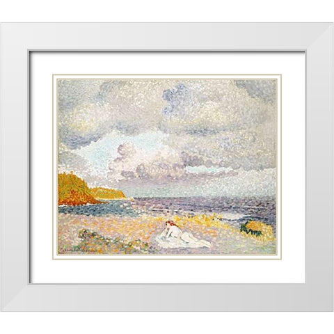 Before The Thunderstorm (The Bather) White Modern Wood Framed Art Print with Double Matting by Cross, Henri Edmond