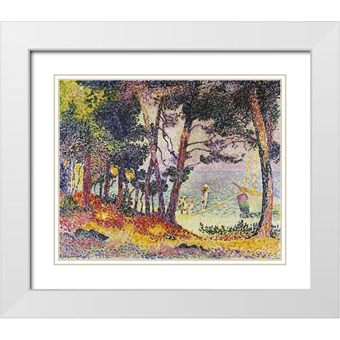 The Pine Wood (Provence) White Modern Wood Framed Art Print with Double Matting by Cross, Henri Edmond