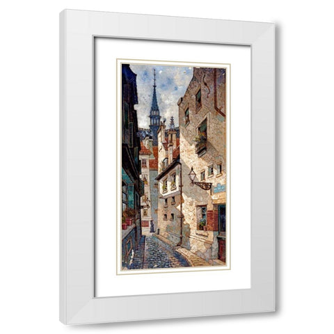 Rue Des Chartres, Old Paris White Modern Wood Framed Art Print with Double Matting by Deakin, Dewin