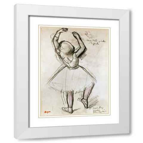 Backview of a Dancer White Modern Wood Framed Art Print with Double Matting by Degas, Edgar