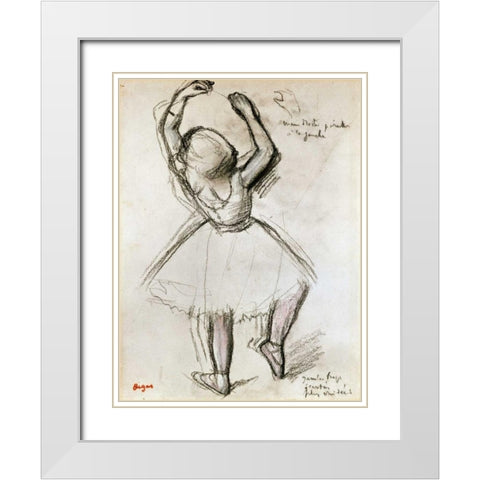 Backview of a Dancer White Modern Wood Framed Art Print with Double Matting by Degas, Edgar