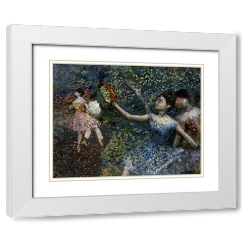 Dancer With a Tambourine White Modern Wood Framed Art Print with Double Matting by Degas, Edgar