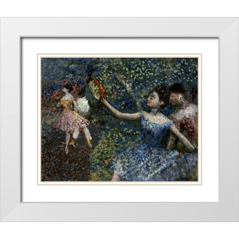 Dancer With a Tambourine White Modern Wood Framed Art Print with Double Matting by Degas, Edgar