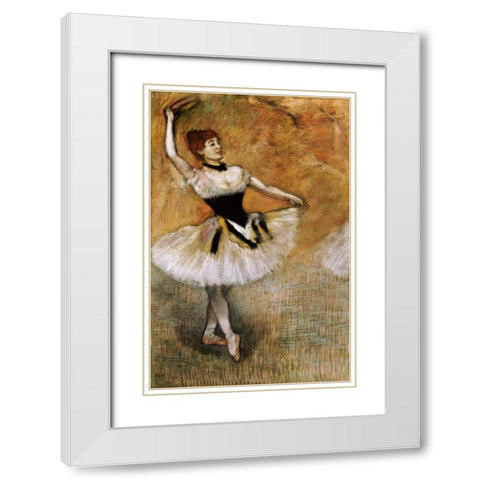 Dancer With a Tambourine White Modern Wood Framed Art Print with Double Matting by Degas, Edgar