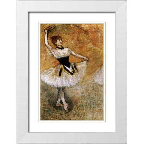 Dancer With a Tambourine White Modern Wood Framed Art Print with Double Matting by Degas, Edgar