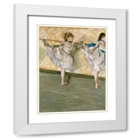Dancers at The Bar White Modern Wood Framed Art Print with Double Matting by Degas, Edgar