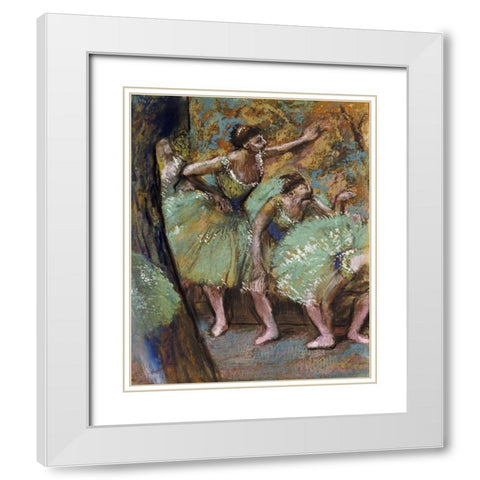 Danseuses White Modern Wood Framed Art Print with Double Matting by Degas, Edgar