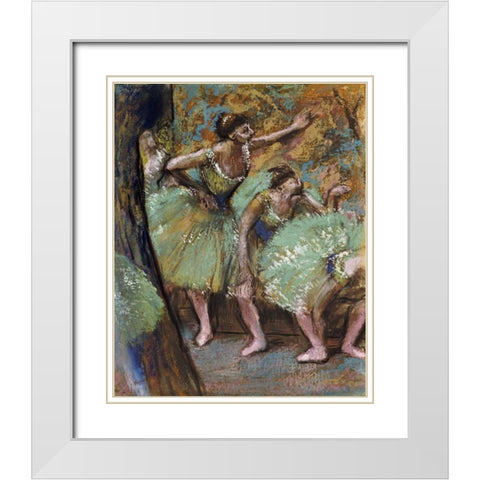 Danseuses White Modern Wood Framed Art Print with Double Matting by Degas, Edgar