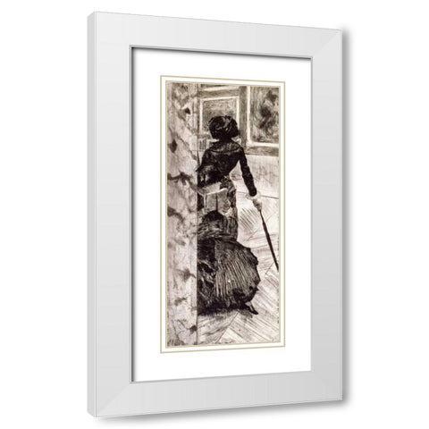 Mary Cassatt at the Louvre White Modern Wood Framed Art Print with Double Matting by Degas, Edgar