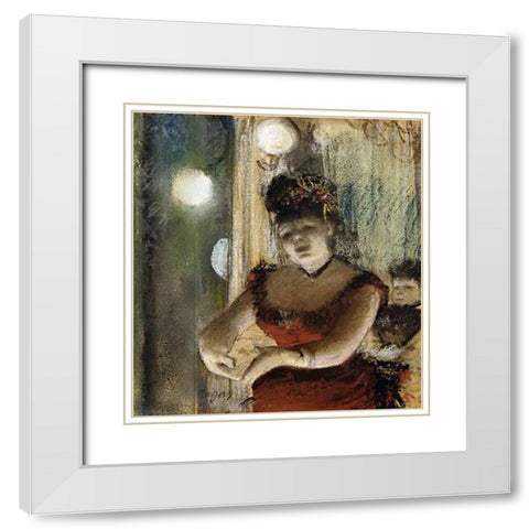 Singer In a Cafe White Modern Wood Framed Art Print with Double Matting by Degas, Edgar