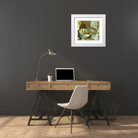 Woman at Her Toilet White Modern Wood Framed Art Print with Double Matting by Degas, Edgar