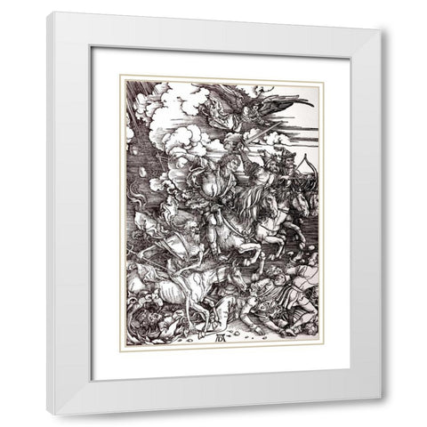 The Four Horsemen of The Apocalypse White Modern Wood Framed Art Print with Double Matting by Durer, Albrecht