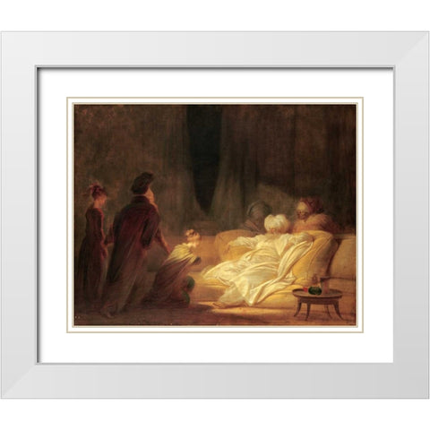 Le Pacha White Modern Wood Framed Art Print with Double Matting by Fragonard, Jean Honore