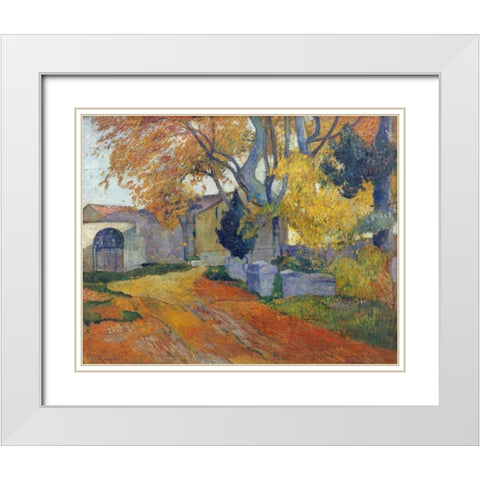 LAllee Des Alyscamps White Modern Wood Framed Art Print with Double Matting by Gauguin, Paul