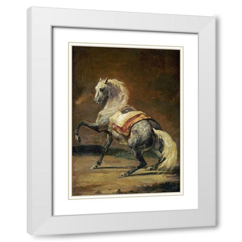 Dappled Grey Horse White Modern Wood Framed Art Print with Double Matting by Gericault, Theodore