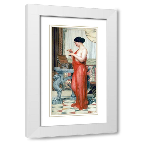 The New Perfume White Modern Wood Framed Art Print with Double Matting by Godward, John William