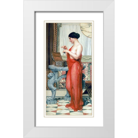 The New Perfume White Modern Wood Framed Art Print with Double Matting by Godward, John William