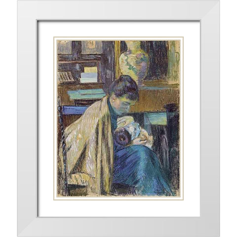 Madame Guillaumin White Modern Wood Framed Art Print with Double Matting by Guillaumin, Armand