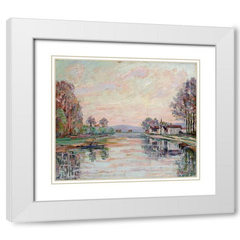 The Seine at Samois White Modern Wood Framed Art Print with Double Matting by Guillaumin, Armand