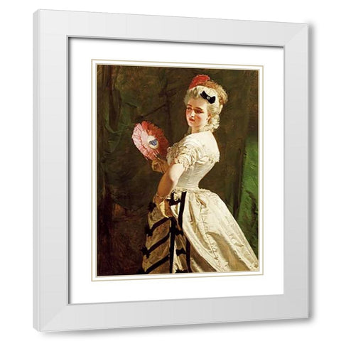 The Flirt White Modern Wood Framed Art Print with Double Matting by Johnston, Alexander
